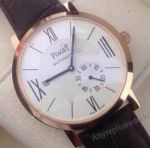 Copy Piaget Watch Brown Leather Strap Rose Gold Case
